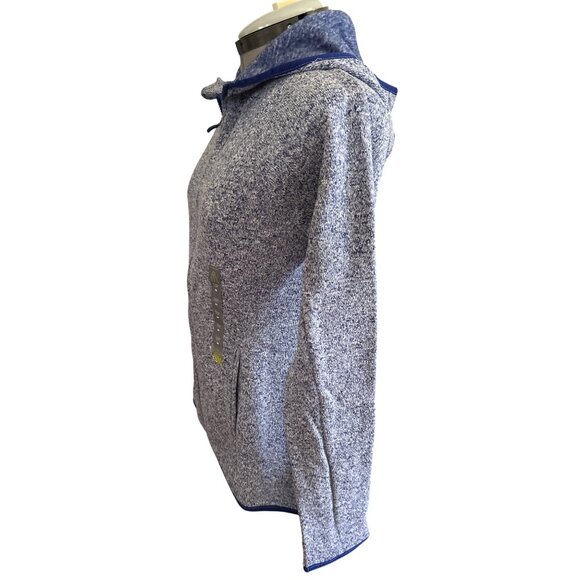 Tek Gear Blue Zip-Up Hooded Jacket Medium Heathered Design Long Sleeves Slim Fit - Picture 2 of 6
